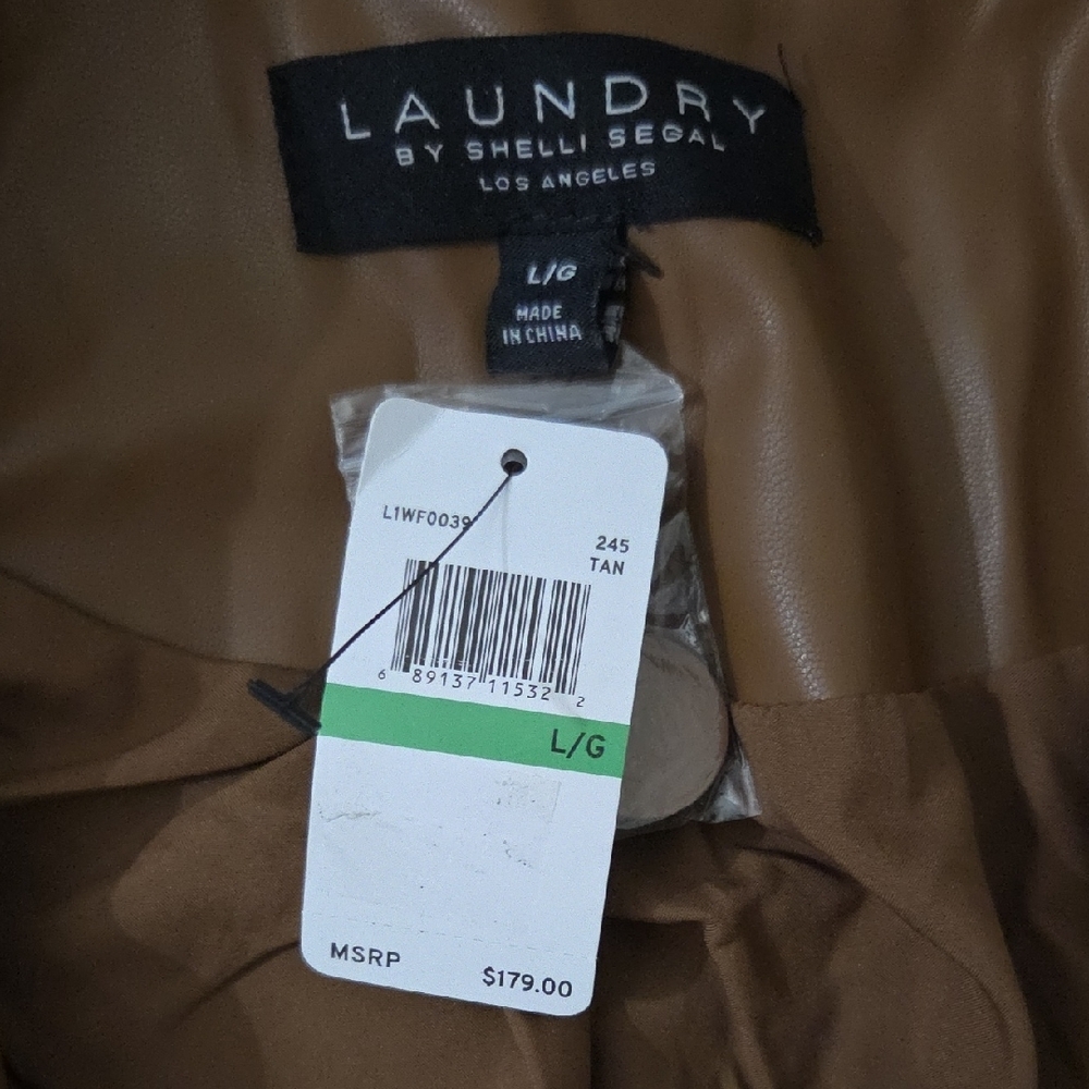 Laundry By Shelli Segal Camel Leather Blazer - Picture 3 of 4